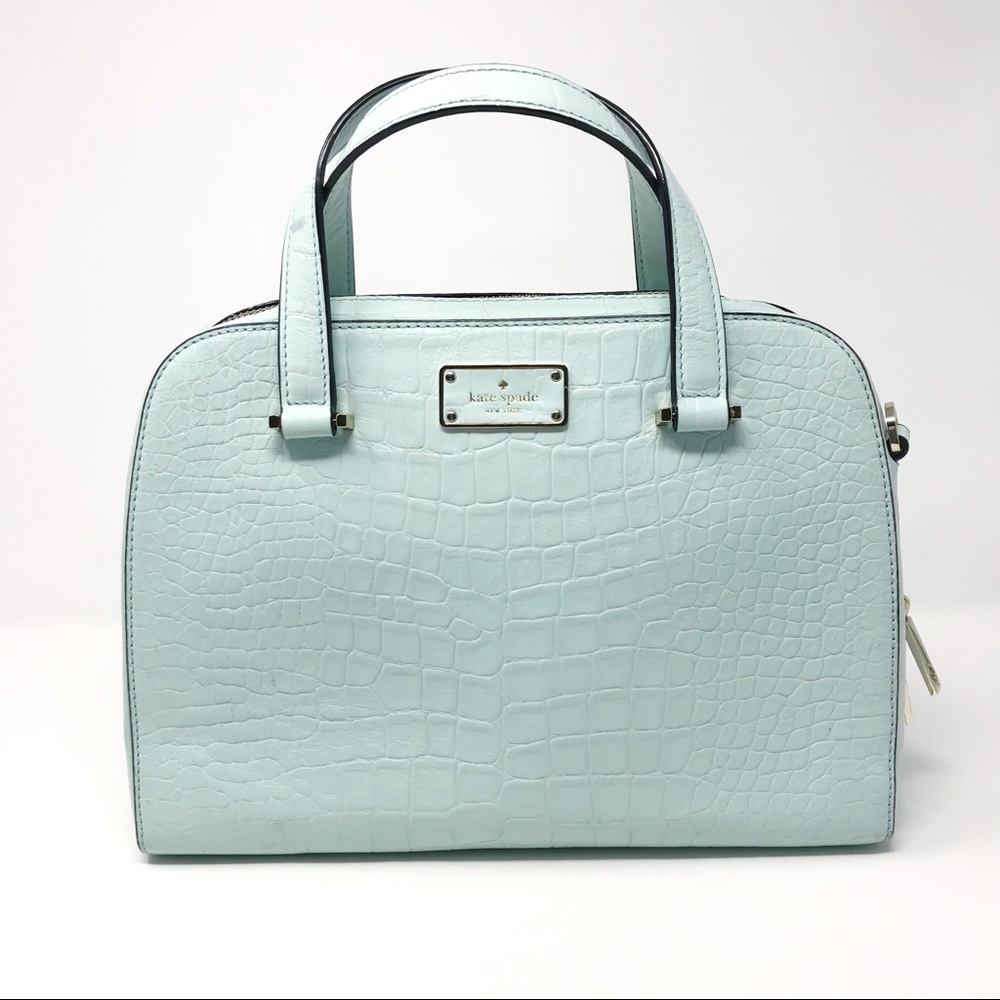 Kate Spade Kay Street Croc Small Blue Satchel Bag - Picture 1 of 8